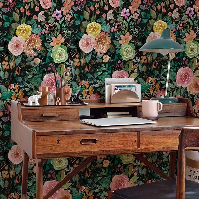 JiffDiff Blooming Floral Wallpaper Peel and Stick Pink Impressionist Floral - Image 8