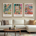Large Framed Matisse Wall Art for Living room, 3 Piece Colorful Abstract Canvas by Cuspin