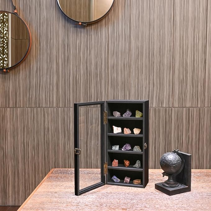 Ikee Design Wall Mounted Wooden Collectible Display Case 5 Shelf Display - Image 5