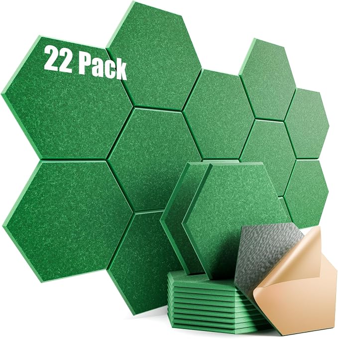 22 Pack Self-Adhesive Acoustic Panels 12" X 10" X 0.4" by Dailycooper