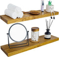 BGMG Wood Floating Shelves for Wall 24 inch Set of 2, Rustic Wooden Wall Mount by BGMG