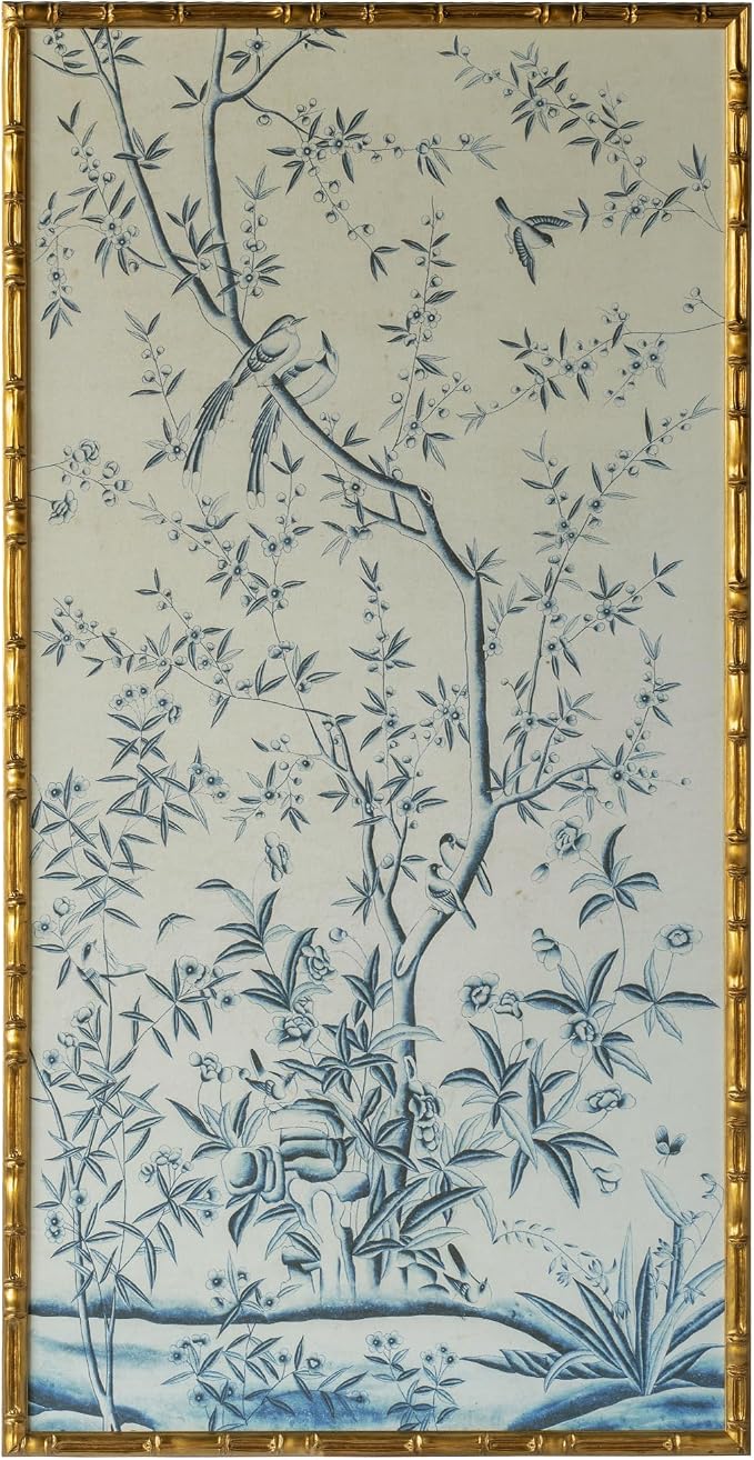 HongFengtang Chinese Rice Paper Print China Flower And Bird Bamboo Frame 54.3 X by Hongfengtang