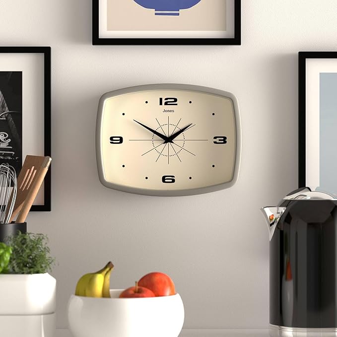 JONES CLOCKS® Movie wall Clock | Retro Rectangular Clock | 10 inch | Gray | - Image 3