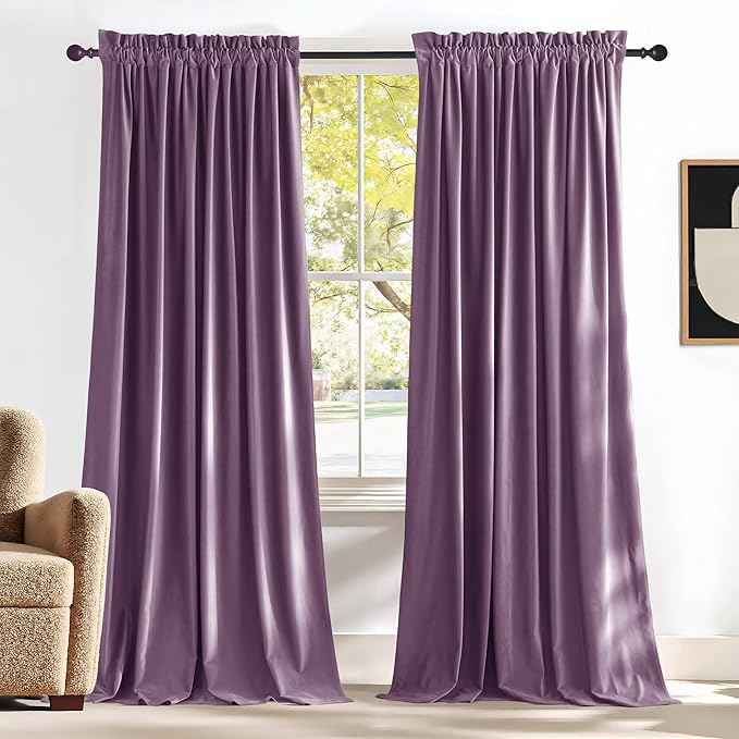 NICETOWN Lavender Purple Velvet Curtains 84 inches Long by NICETOWN