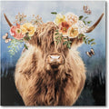Hand-Painted Highland Cow Canvas Wall Art, Lovely Cow by JolyWell