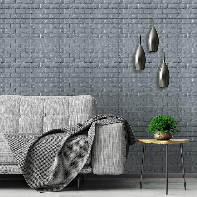 3D Wall Panels Peel and Stick 30PCS Gray Foam Brick Wallpaper - Image 3