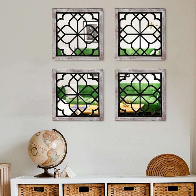 ZEXUIRU 4 Set. Rustic Wall Mirrors - Image 3