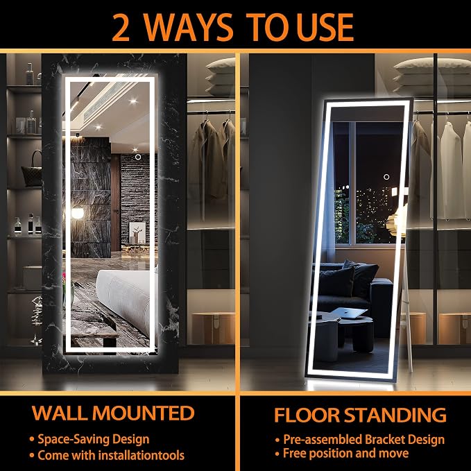 Hasipu Full Length Mirror with Lights, Full Body Dressing Standing, Hanging - Image 5