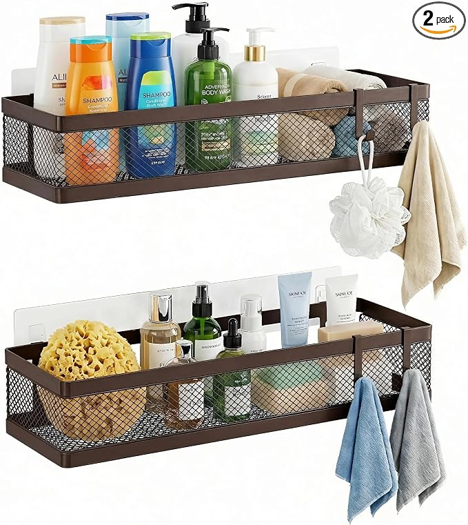 PUSDON 16.5-Inch Extra Long Slim Mesh Shower Caddy, Wall Mounted Bathroom by PUSDON