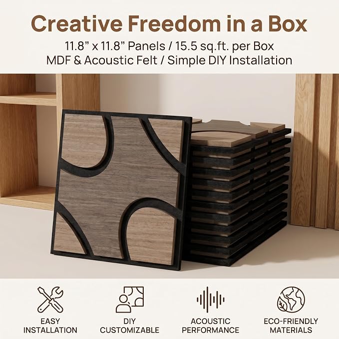 Acoustic Wood Slat Panels, 3D Fluted Wood Panel Sound Absorbing Panel - Image 8