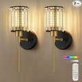 Crystal Battery Operated Wall Sconces, 12 Colors and 3CCT Dimmable Crystal Wall by Unknown
