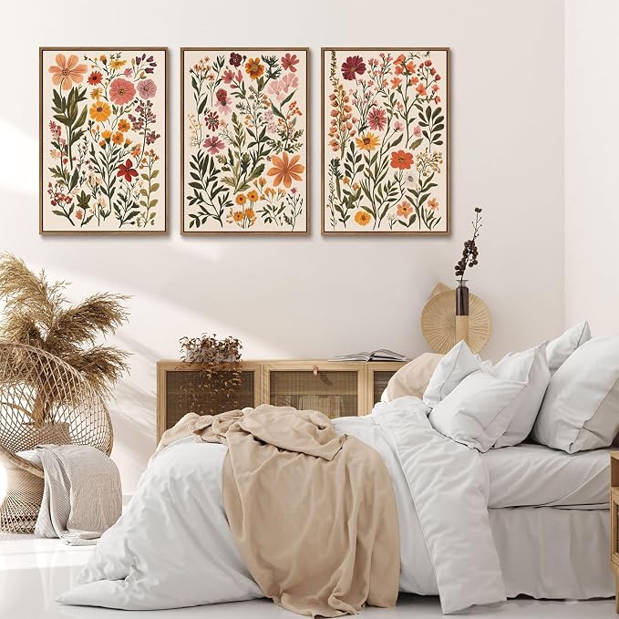 KISSFOX 3 Piece Boho Floral Canvas Wall Art - Image 6