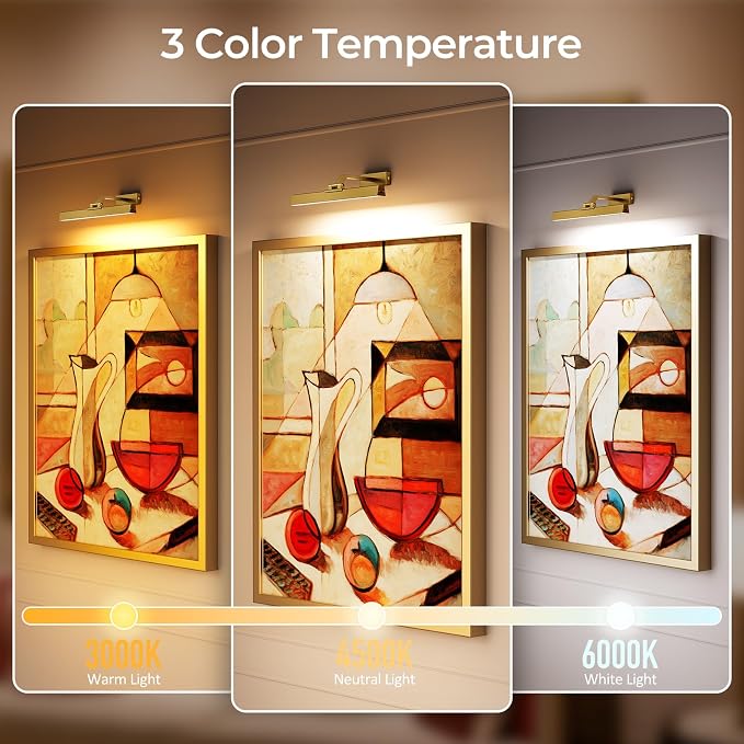 Afyuol Picture Lights for Wall, Brass Battery Operated Picture Light 16in Art - Image 4