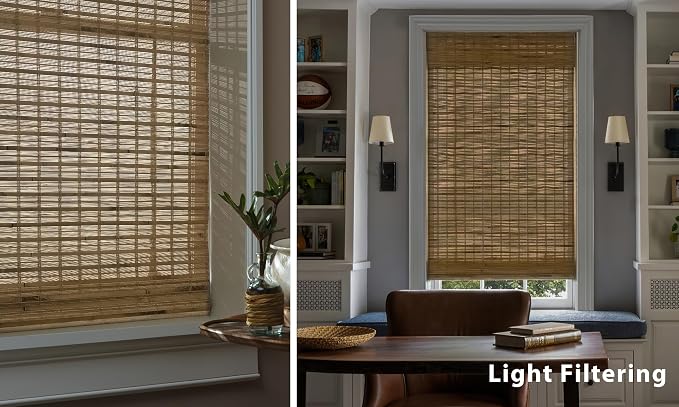 LazBlinds No Tools No Drill Cordless Bamboo Roman Shades, Custom Light - Image 5