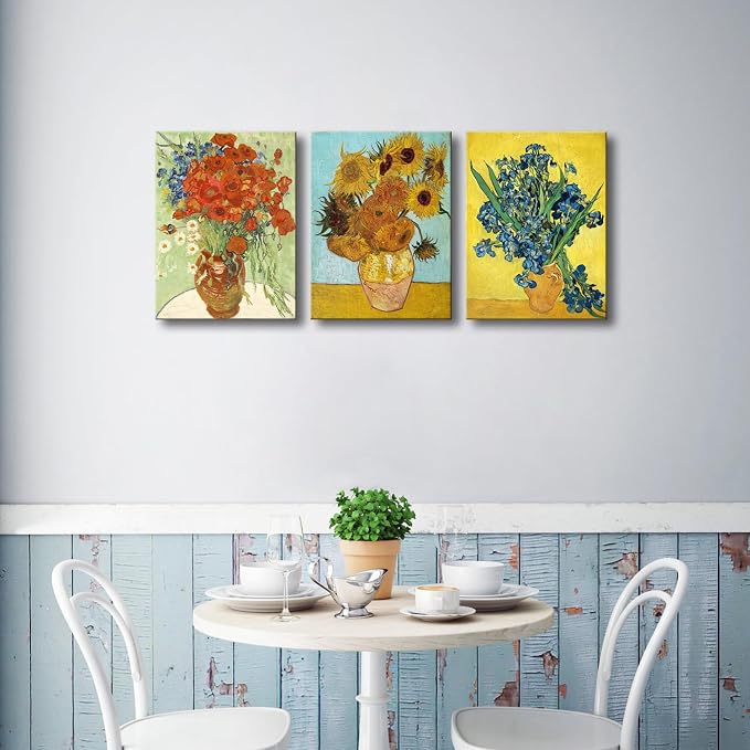 Wieco Art 3 Panels Canvas Prints of Vincent Van Gogh Paintings Reproduction Red - Image 4
