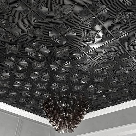 Art3d Drop Ceiling Tiles 24x24 in Black, 3D Wainscoting Panels Glue Up 2x2 - Image 3