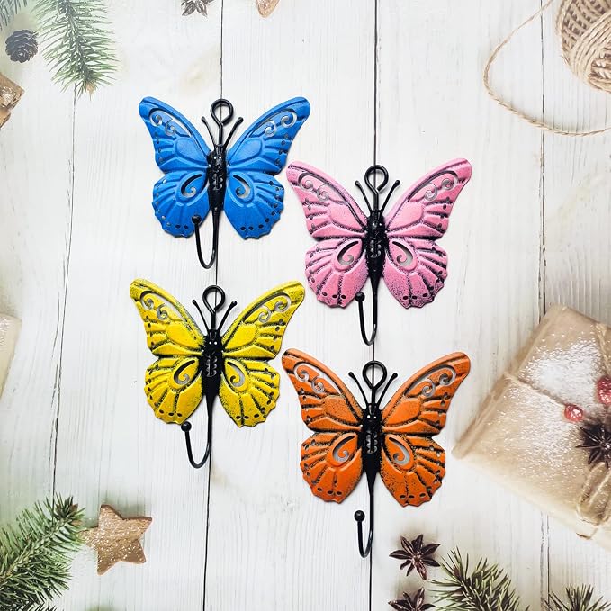 4 Pcs Butterfly Coat Hooks, Towel Wall Hooks Hanging, Room Wall Decoration - Image 5