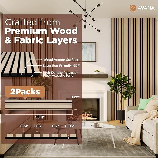 Avana Acoustic Wood Wall Panels – 93.2x11.25 Inch Panels – Fits 94x12 Layout – - Image 4