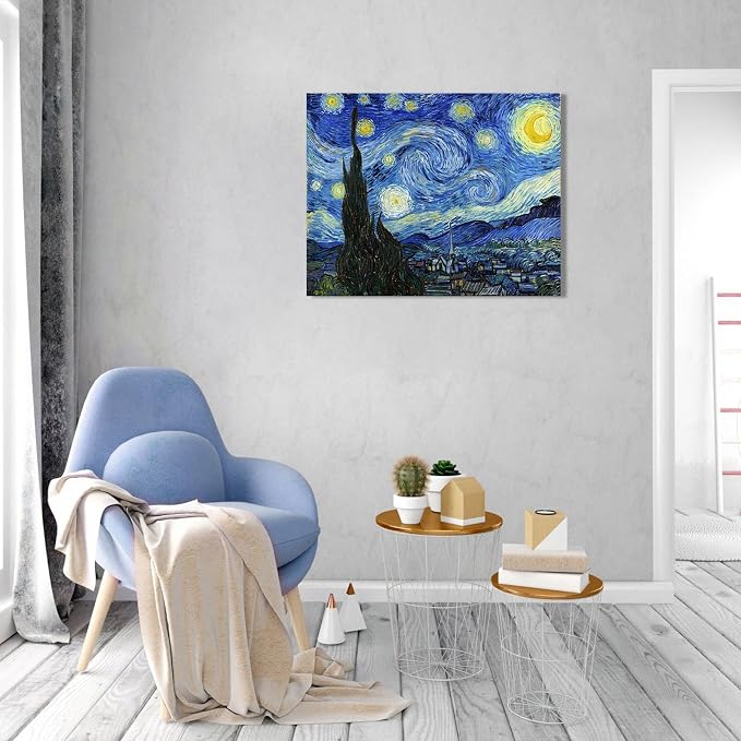1 KINGO Van Gogh Canvas Wall Art: Starry Night Landscape Painting Picture - Image 4