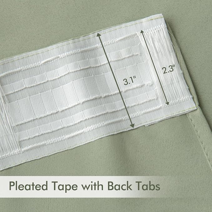 MIULEE Back Tab Sage Green Curtains 120 Inch Long 2 Panels Set - Image 4