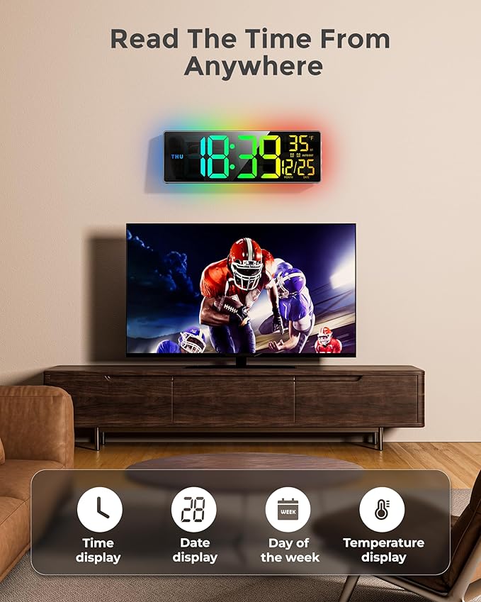 EASYERA 16.5" Large Digital Wall Clock - Image 2