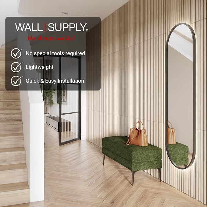 Wall!Supply 3D Wall Panels – Faux Natural Wood Round Slatted – Lightweight Foam - Image 3