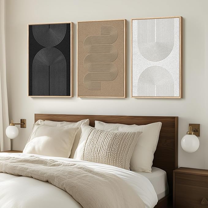 Large Framed Boho Modern Neutral Abstract Wall Art - Image 4