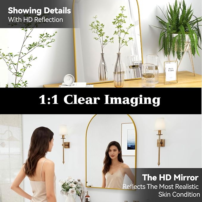SCWF-GZ 24x36 Arch Mirror Rectangle Full Length Wall Mounted Hanging or Against - Image 4