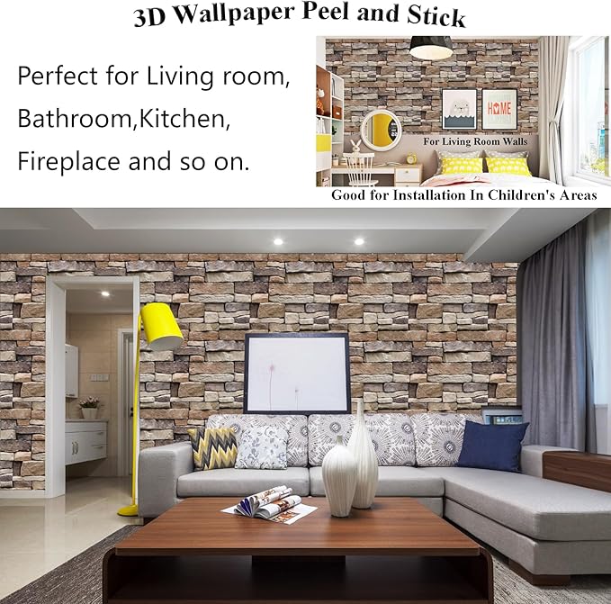 10PCS 3D Wall Panels Peel and Stick, 3D Brick Wallpaper Peel and Stick PVC - Image 4