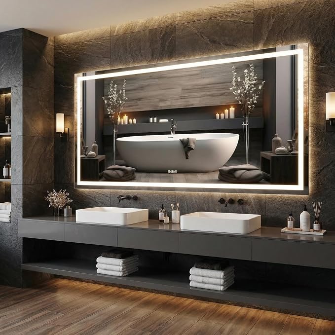 LED Bathroom Mirror 60 x 30 inch, Lighted Bathroom Vanity Mirror by Unknown