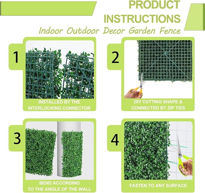 AOKIE 20"X20" Artificial Grass Wall, Party Garden Fence Decor - Image 5