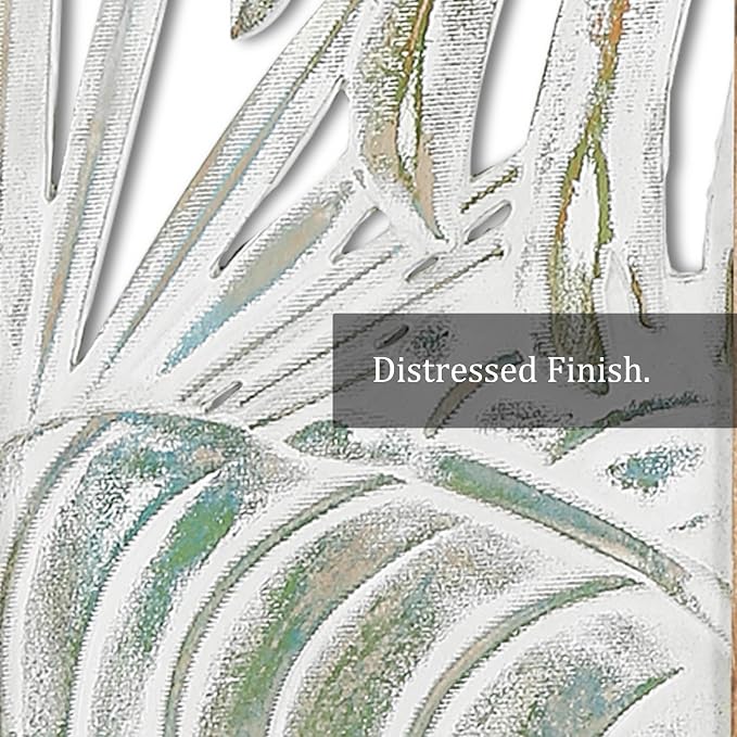 XIAOAIKA Boho Hand-Carved Wood Wall Art Decor, 35.5" Tropical Leaf Design - Image 5