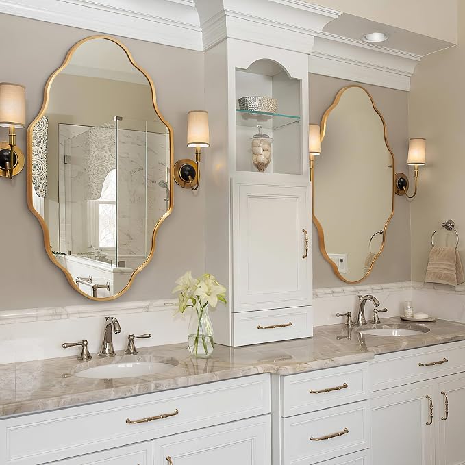 Scalloped Mirror for Bathroom by Fahomissenjoylifeincomfort