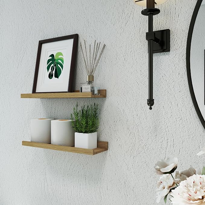 Floating Shelves for Wall Decor, Wall Mounted Wood Storage Shelf for Bedroom - Image 4