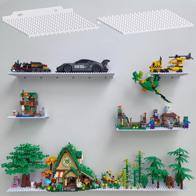LRANFOW 12 Wall Display Shelf for Lego Building Bricks, 4x5 inch Dual-Sided by Unknown