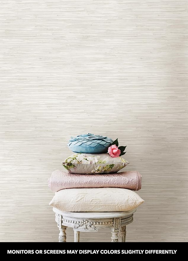 NuWallpaper by WallPops Cream Vinyl Grassweave Peel & Stick Wallpaper - Image 2