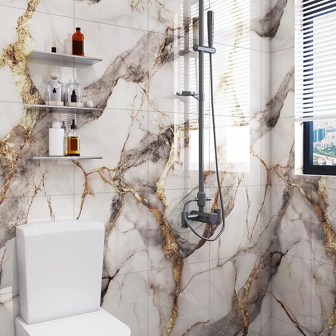 10pcs Peel and Stick Tile Shower Waterproof Marble Tiles Wall Panels, - Image 8