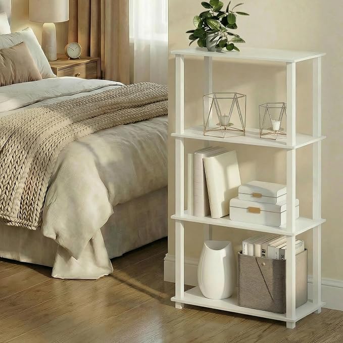 Furinno Turn-S-Tube Storage Shelves, 4-Tier Book Shelf, Corner Shelf, Toolless - Image 4