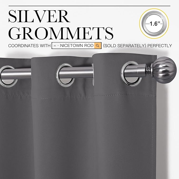 NICETOWN Grey Blackout Curtain Panels - Image 4