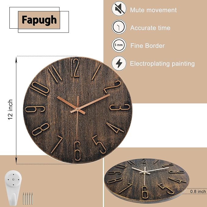 Wall Clock, Silent Clock, Wall Clocks Battery Operated， 12 inch Modern Wall - Image 2