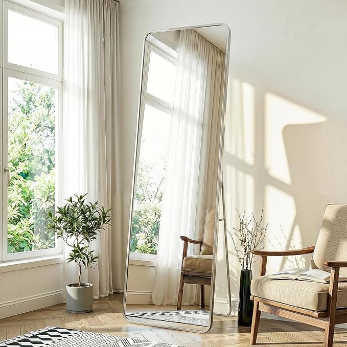Delma Full Length Mirror, Wall Mounted, Freestanding or Leaning, Rounded by Delma