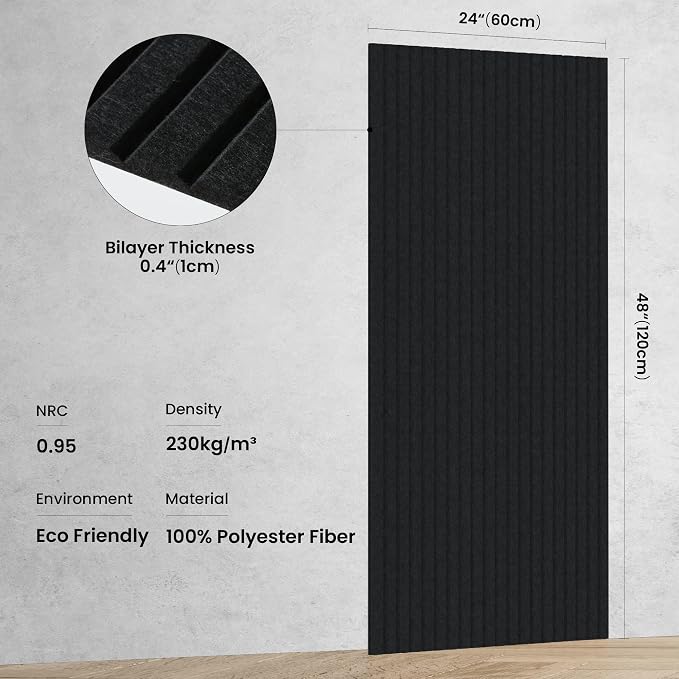 10 Pack Large Acoustic Panels, 47.2 x 23.6 x 0.35 Inch Sound Proof Foam Panels - Image 2