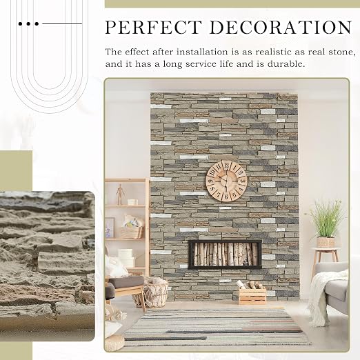 2 Pack Faux Stone Panels Interior 45.6''l x 11.8''h x 0.98''d Faux Siding - Image 6