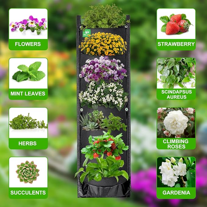 New Upgraded Deeper and Bigger 7 Pocket Hanging Vertical Garden Wall Planter - Image 2