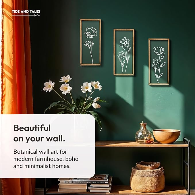 3D Floral Green Wall Art Lightweight, Wooden Ready-to-Hang Boho Framed Wall Art - Image 6
