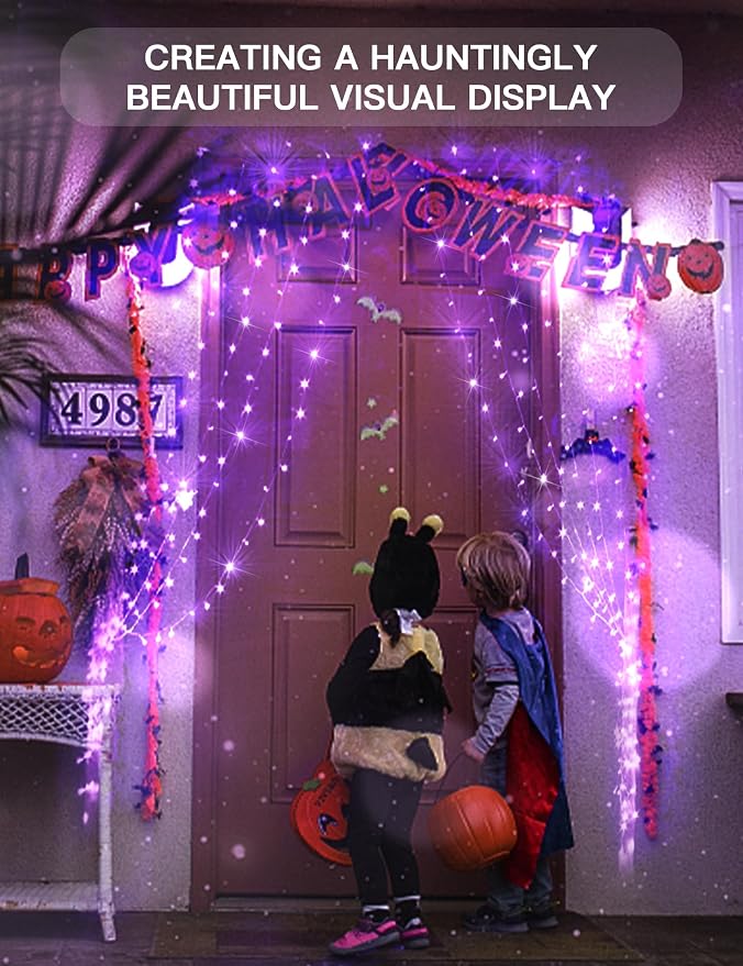 suddus Purple Curtain Lights for Halloween, 200 LED Hanging String Lights - Image 4