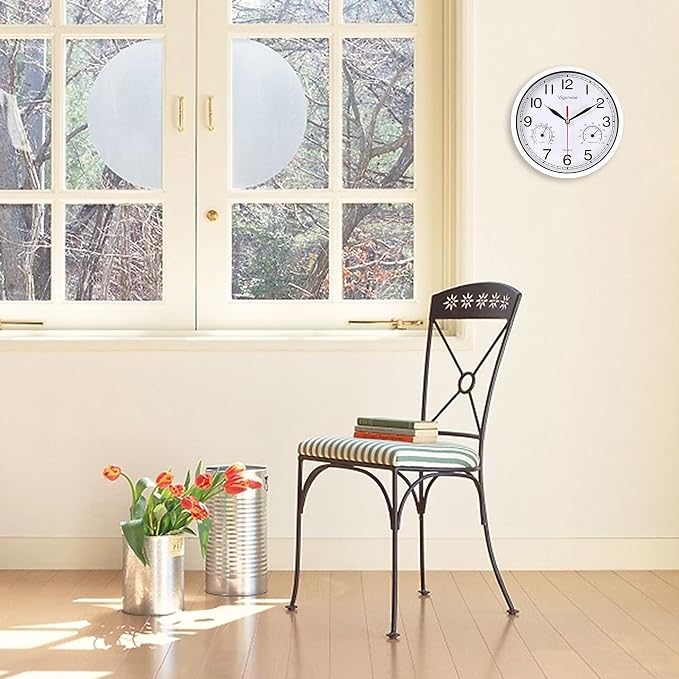 8 Inch White Wall Clock, Sweep Silent Movement Accurate Clocks - Image 2