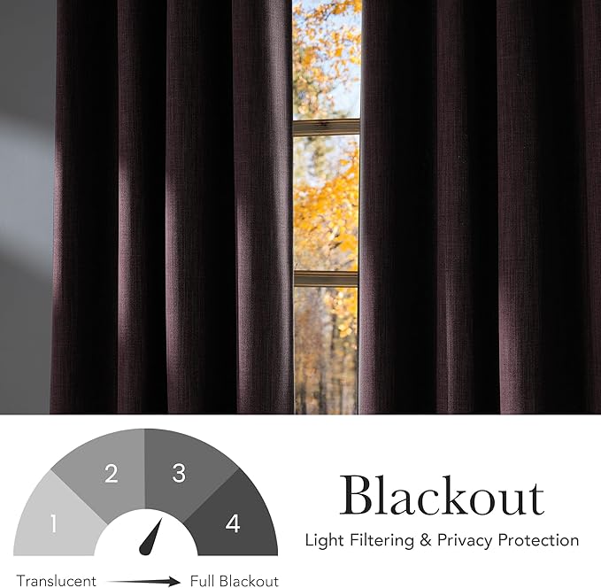 NICETOWN Short Faux Linen Greyish Purple Blackout Curtains 63 inches Long - Image 6