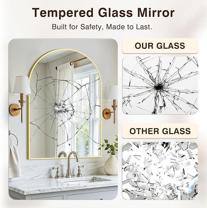 Vanity Bathroom Mirror for Wall, 2 Pack 36”x24” Arched Bathroom Mirror for Over - Image 5