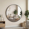 OLIXIS 24 Inch Black Round Bathroom Wall Mirror, Round Bathroom Mirrors by OLIXIS